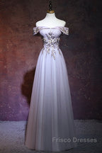 Beautiful Light Grey Long Formal Prom Dress, Grey Party Dress