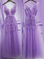 Beautiful Light Purple Tulle V-Neckline Party Dress , Tulle Formal Gowns