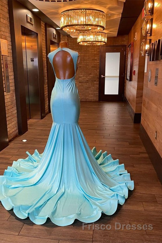 Beautiful Long Sleeveless Mermaid Formal Prom Dresses With Beading