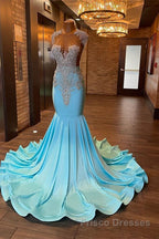 Beautiful Long Sleeveless Mermaid Formal Prom Dresses With Beading