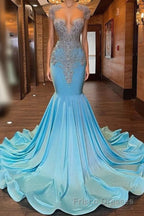 Beautiful Long Sleeveless Mermaid Formal Prom Dresses With Beading