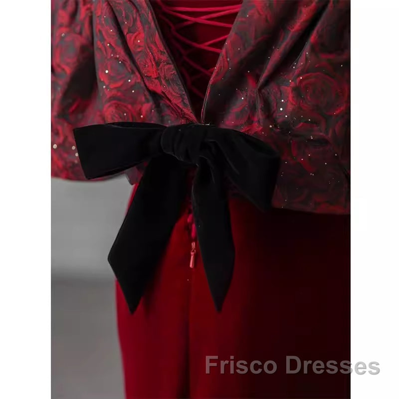 Beautiful Mermaid Off The Shoulder Long Red Formal Prom Dress
