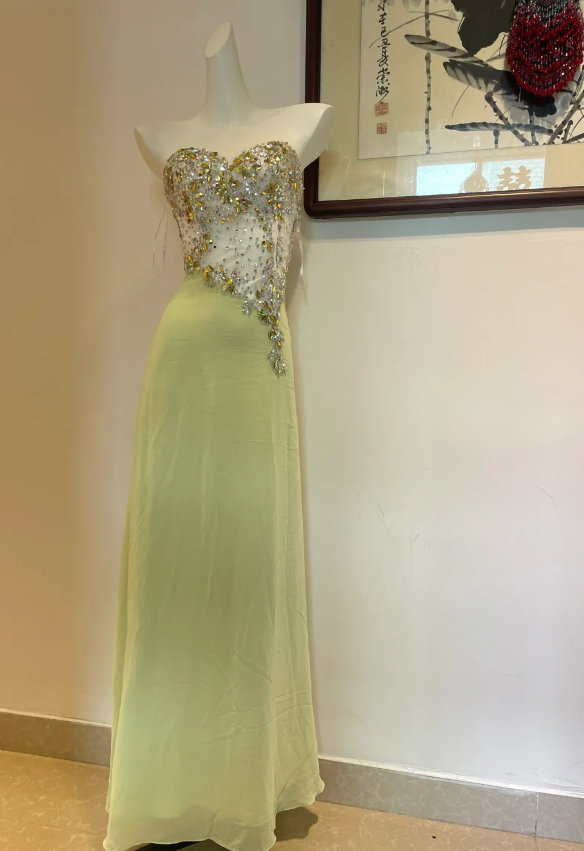 Beautiful Mermaid Sweetheart Neckline Rhinestone Chiffon Long Prom Dress Evening Dress Secondary image