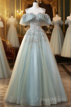 Beautiful Mint Blue Round Neckline Party Dress, Tulle With Sweet 16 Dress Formal Prom Dress