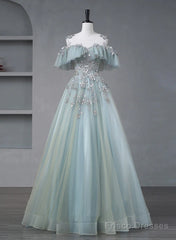 Beautiful Mint Blue Round Neckline Party Dress, Tulle With Sweet 16 Dress Prom Dress