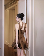 Beautiful One Shoulder Satin Pleated A Line Homecoming Dress