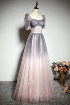 Beautiful Pink Gradient Beaded Sweetheart Long Formal Prom Dress, Tulle Evening Dress