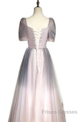 Beautiful Pink Gradient Beaded Sweetheart Long Formal Prom Dress, Tulle Evening Dress