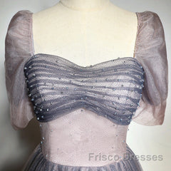 Beautiful Pink Gradient Beaded Sweetheart Long Formal Prom Dress, Tulle Evening Dress