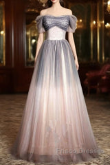 Beautiful Pink Gradient Beaded Sweetheart Long Formal Prom Dress, Tulle Evening Dress