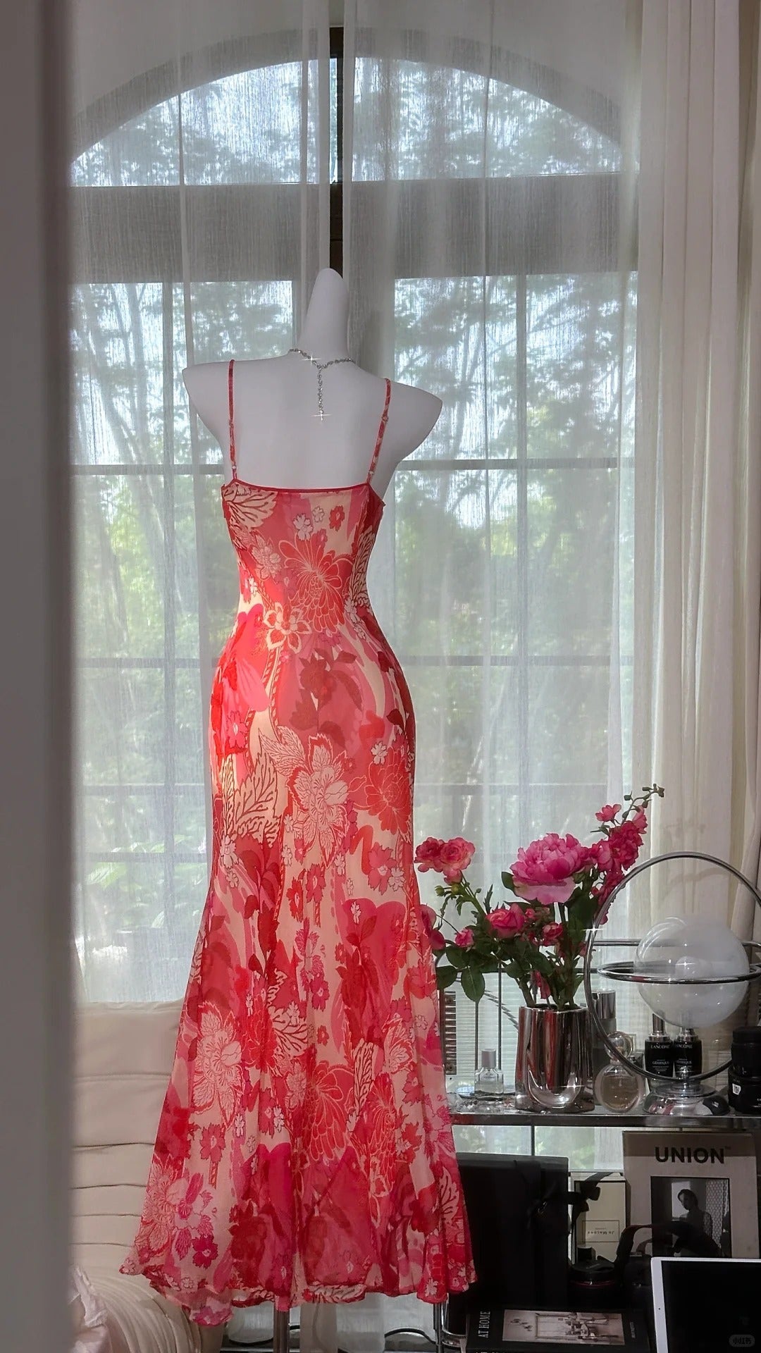 Beautiful Printed V-Neck Strapless Chiffon Mermaid Prom Dress