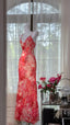 Beautiful Printed V-Neck Strapless Chiffon Mermaid Prom Dress