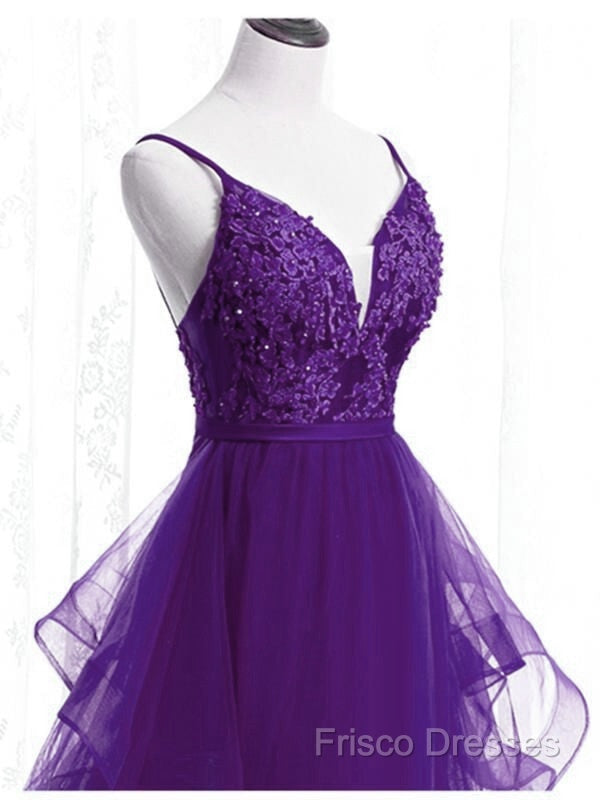 Beautiful Purple Tulle Layers With Lace Long Formal Dress, Purple Formal Prom Dress Party Dress Secondary image