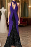 Beautiful Purple V-Neck Lace Mermaid Long Formal Prom Dress Backless Birthday Party Dress