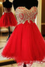 Beautiful Red School Homecoming Dress Sweetheart Gold Applique