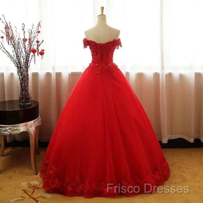 Beautiful Red Tulle Sweet 16 Gowns, Formal Prom Gowns, Red Party Dress Secondary image
