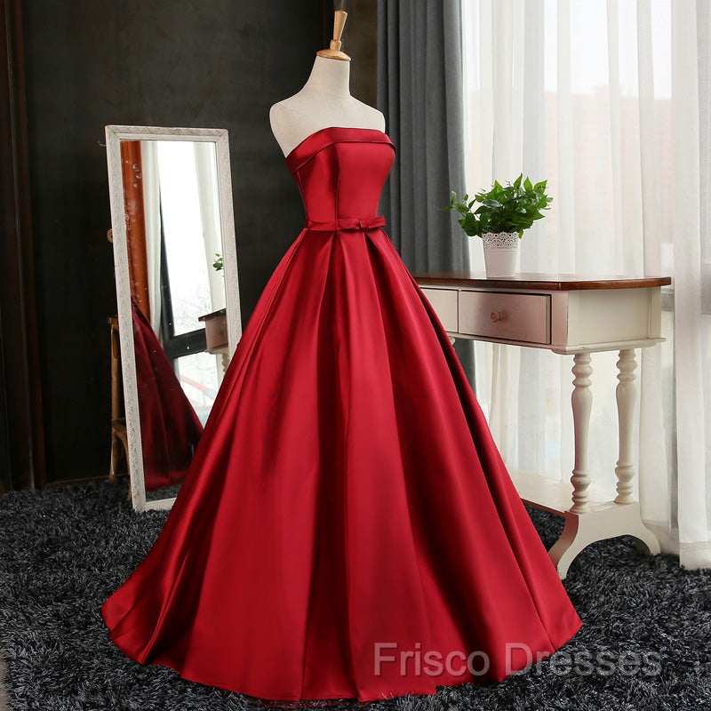 Beautiful Satin Scoop Floor Length Ball Formal Prom Dress , Dark Red Sweet 16 Gown Secondary image