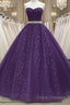 Beautiful Shiny Purple Tulle Beaded Ball Gonw Party Dress, Purple Formal Prom Dress