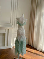 Beautiful Spaghetti Strap Mermaid Beaded Chiffon Prom Dress