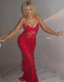 Beautiful Spaghetti Straps Birthday Party Dresses Red Lace Prom Dresses