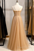 Beautiful Tulle Beaded Sweetheart Party Dress, A-Line Tulle Floor Length Formal Prom Dress