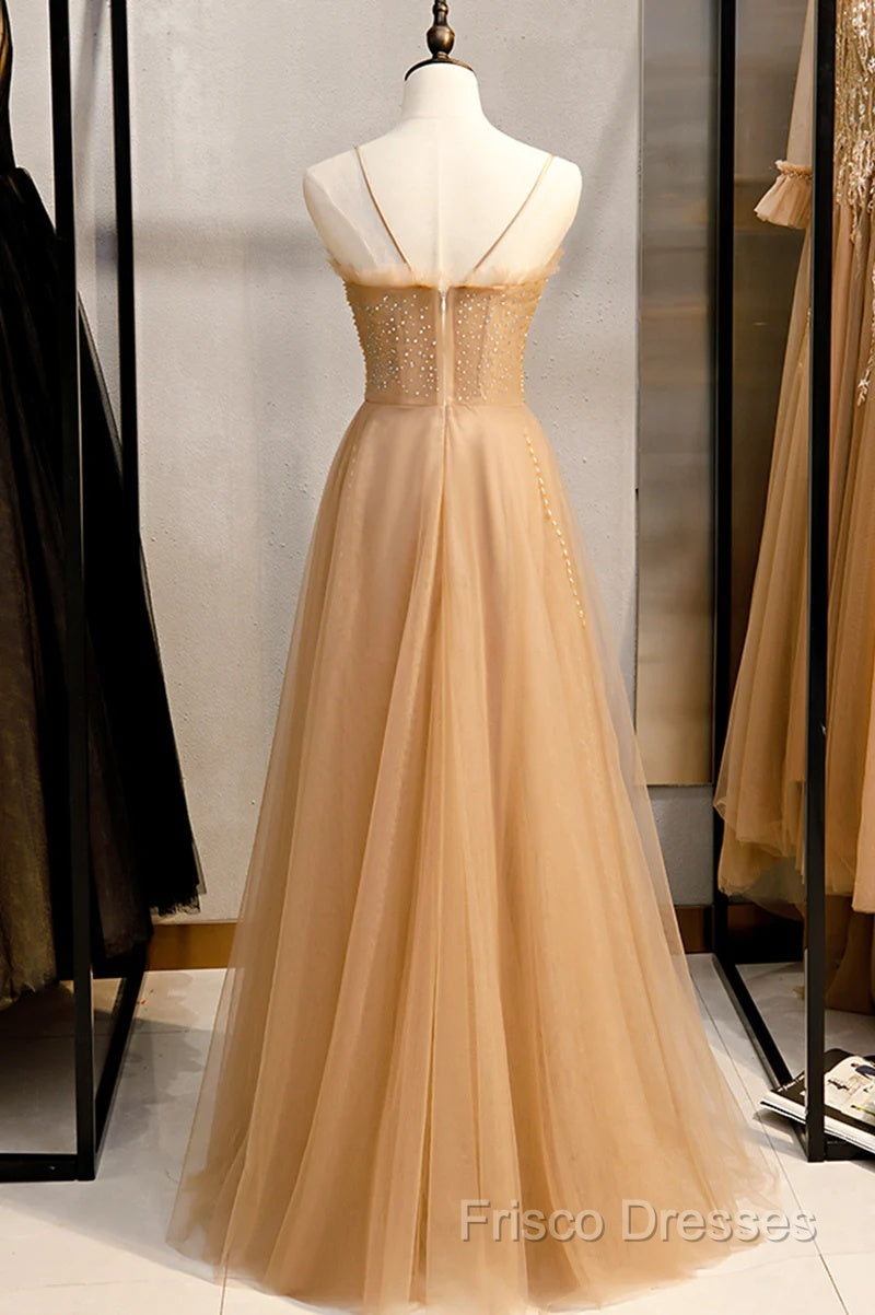Beautiful Tulle Beaded Sweetheart Party Dress, A-Line Tulle Floor Length Formal Prom Dress