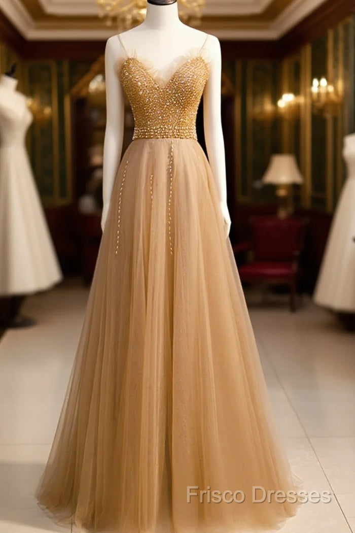 Beautiful Tulle Beaded Sweetheart Party Dress, A-Line Tulle Floor Length Formal Prom Dress