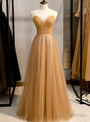 Beautiful Tulle Beaded Sweetheart Party Dress, A-Line Tulle Floor Length Prom Dress