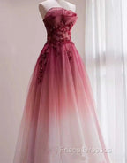 Beautiful Tulle Gradient with Beaded Long Party Dress A-line Gradient Formal Prom Dress Formal Prom Dress shops