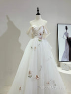 Beautiful Tulle Lace Long Formal Prom Dress, Off The Shoulder Formal Party Dress