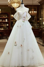 Beautiful Tulle Lace Long Formal Prom Dress, Off The Shoulder Formal Party Dress