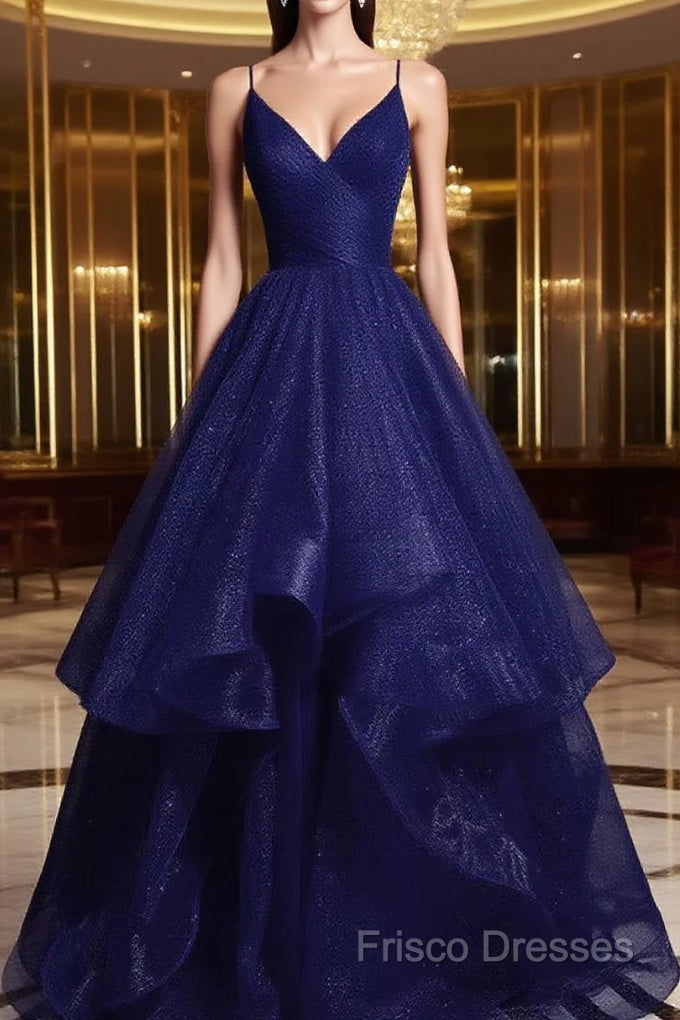 Beautiful Tulle Layers Straps Long Party Dress Formal Dress, A-Line Formal Prom Dress Main image