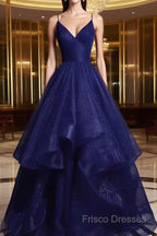 Beautiful Tulle Layers Straps Long Party Dress Formal Dress, A-Line Formal Prom Dress