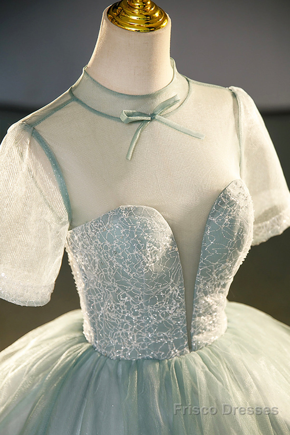 Beautiful Tulle Long A-Line Prom Dress, Gray Green  Formal Dress Sweet 16 Dress Secondary image