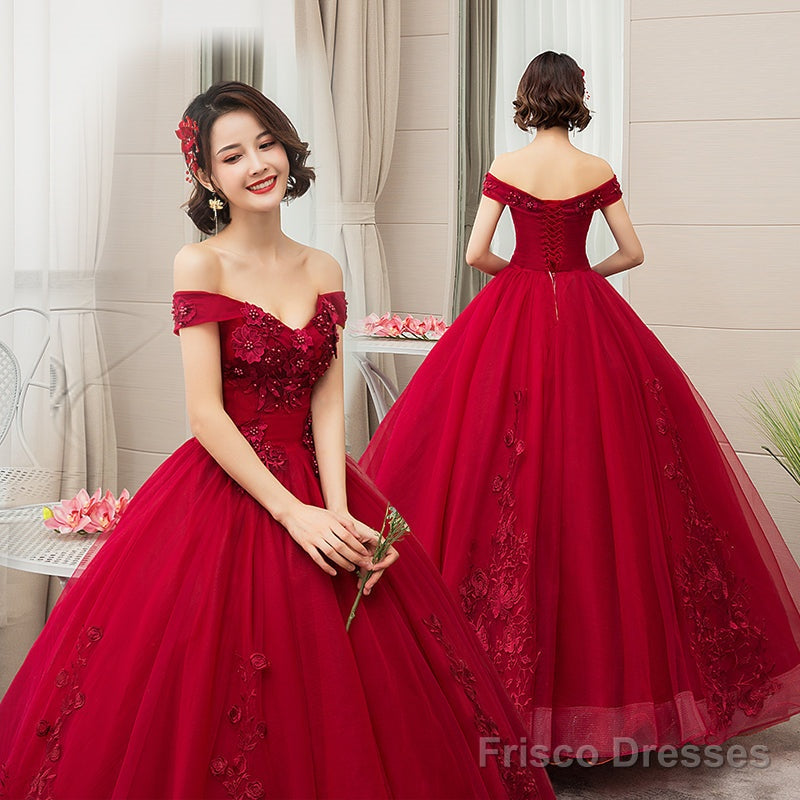 Beautiful Wine Red Sweetheart Long Party Dresses Prom Dress, Dark Red Sweet 16 Gown Secondary image