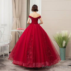 Beautiful Wine Red Sweetheart Long Party Dresses Prom Dress, Dark Red Sweet 16 Gown