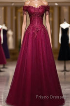 Beautiful Wine Red Tulle Sweetheart Long Formal Prom Dress A-Line Party Dress Elegant Evening Dress