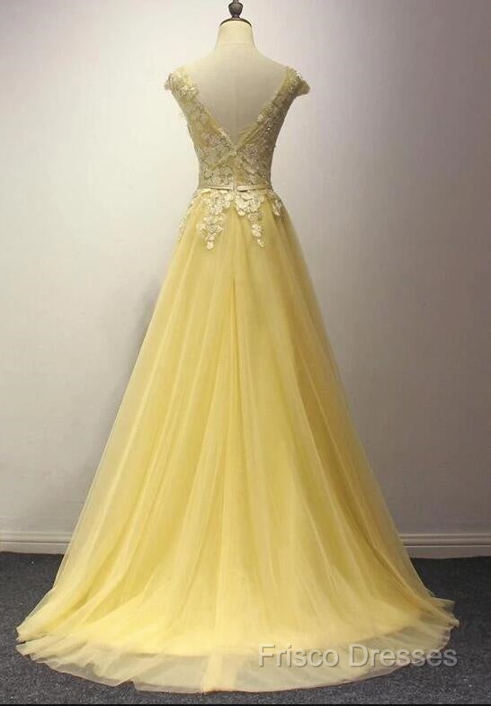 Beautiful Yellow Long Formal Prom Dress, A-Line Round Neckline Formal Dress Secondary image