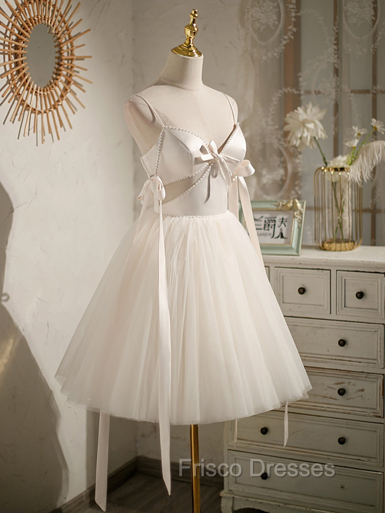 Beige Aline Tulle Short Formal Prom Dress Beige Tulle Homecoming Dress