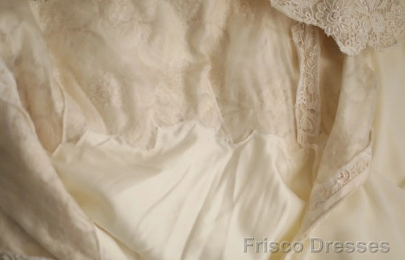 Beige Square Neck Chiffon Lace Empire Dress Long Prom Dress Beaded Wedding Dress