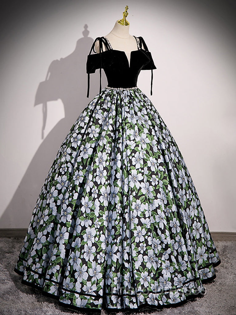 Black A-Line Satin Long Formal Prom Dress, Black Long Evening Dress Secondary image