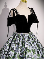 Black A-Line Satin Long Formal Prom Dress, Black Long Evening Dress