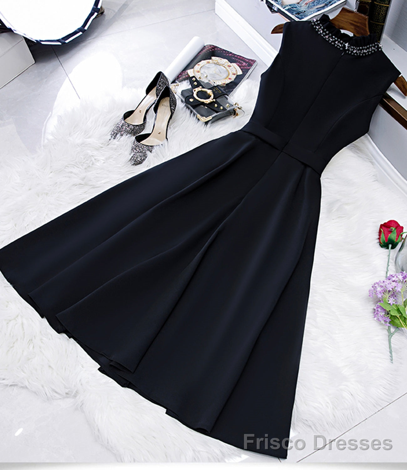Black A Line Short Homecoming Dress Secondary image