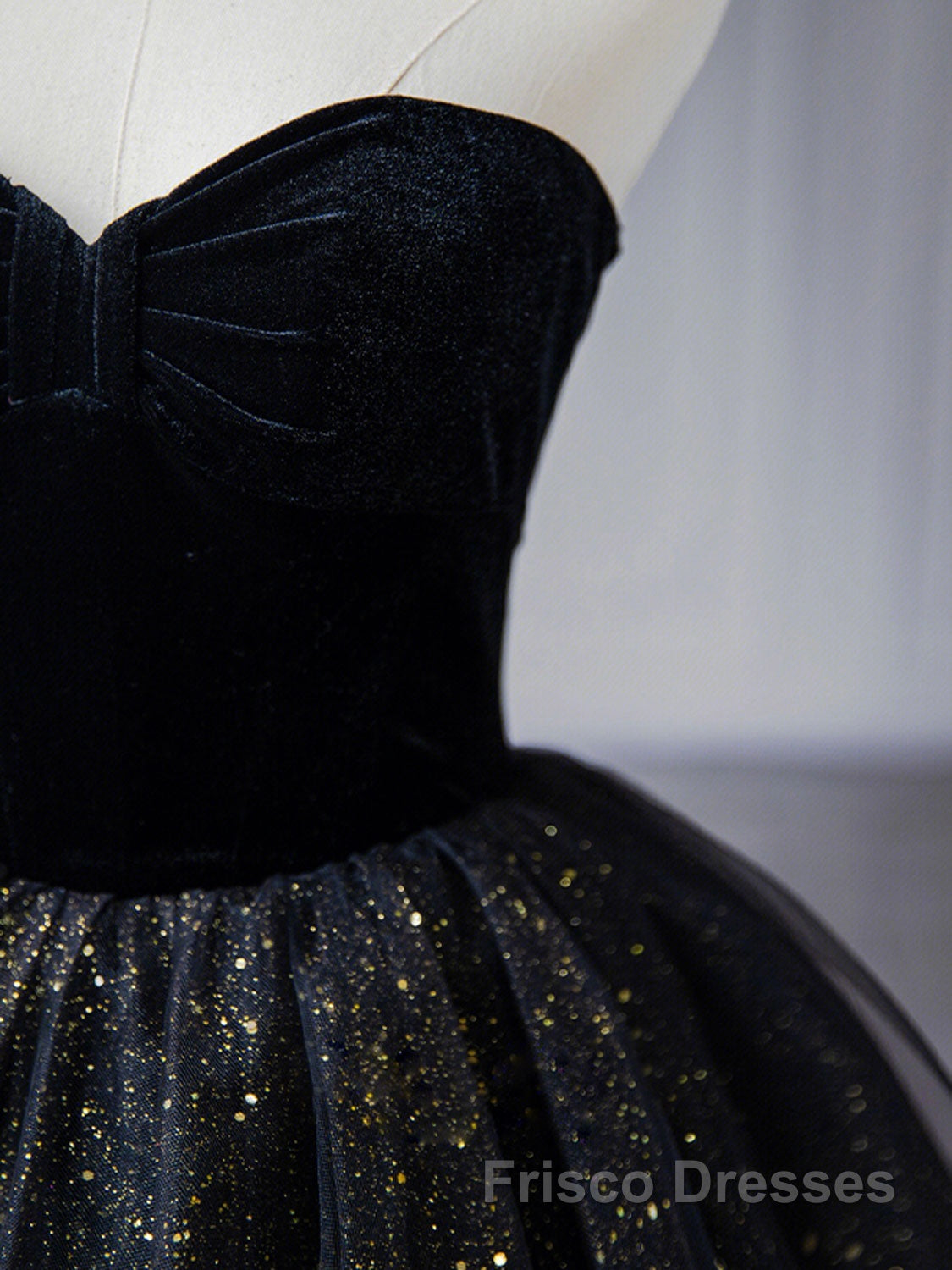 Black  A-Line Tulle Shiny Tulle Long Formal Prom Dresses, Black Tulle Formal Dresses