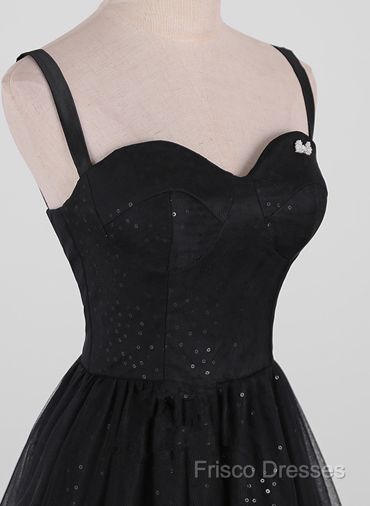 Black A-Line Tulle Straps Simple Long Formal Prom Dress, Black Formal Dress Party Dress