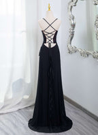 Black And Burgundy Scoop Straps Lace-Up Long Party Dress, Simple Long Prom Dress