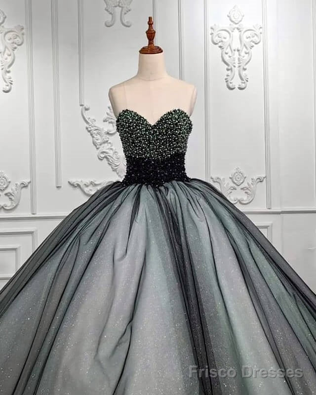 Black And Nude Ball Gown With Beaded Bodice Corset Secondary image