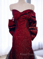 Black And Red Long Party Dress Formal Prom Dress, Sweetheart Satin Evening Dress Formal Dress
