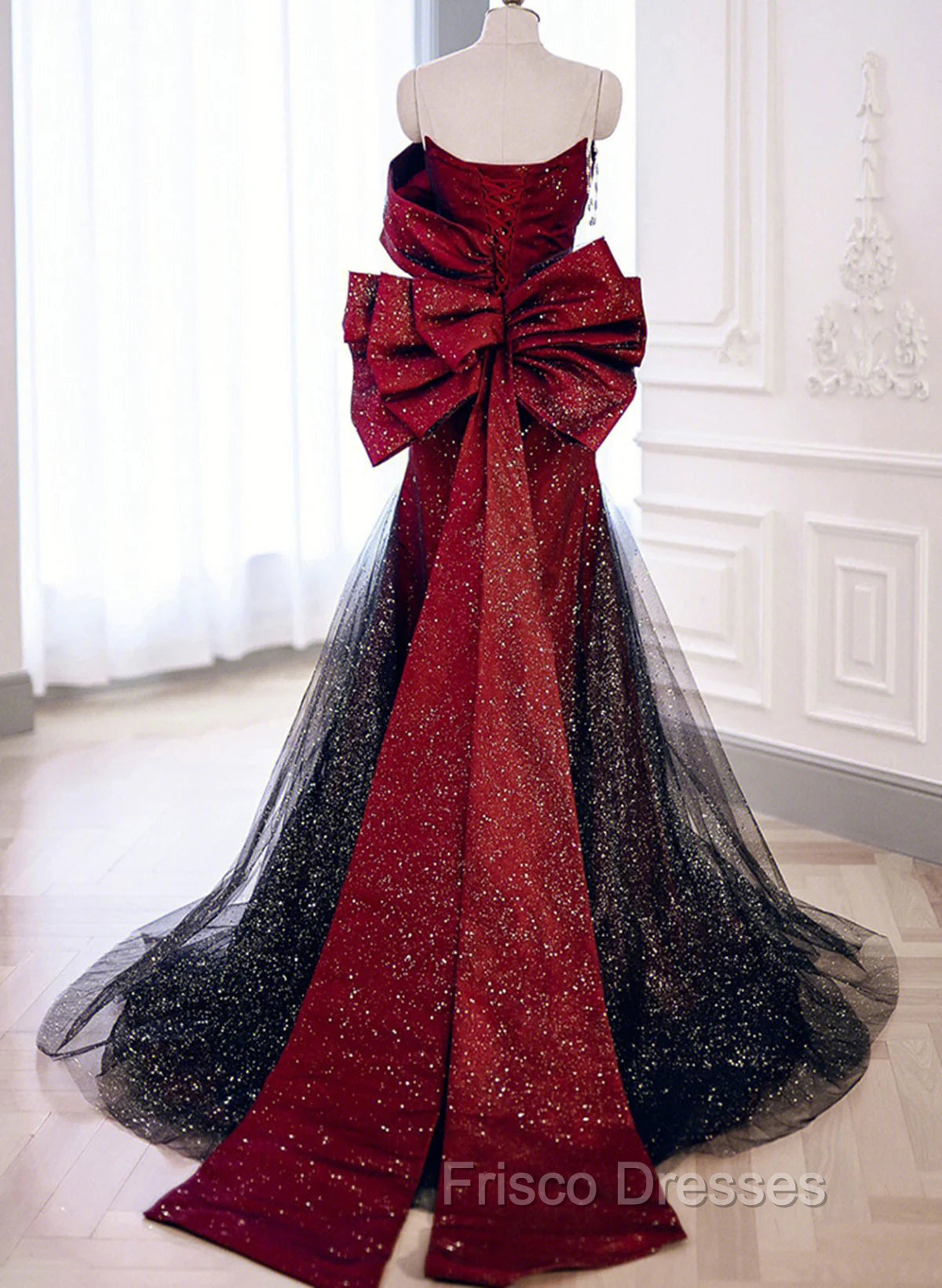 Black And Red Long Party Dress Formal Prom Dress, Sweetheart Satin Evening Dress Formal Dress