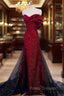 Black And Red Long Party Dress Formal Prom Dress, Sweetheart Satin Evening Dress Formal Dress